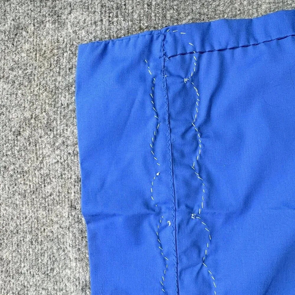 Handmade Blue Table Runner 53x17 Boho Retro Raised Fabric Flower Trim Cottage‎